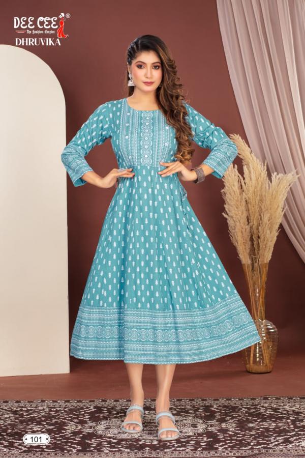 Deecee Dhruvika Flared Printed Rayon Anarkali Kurtis Collection